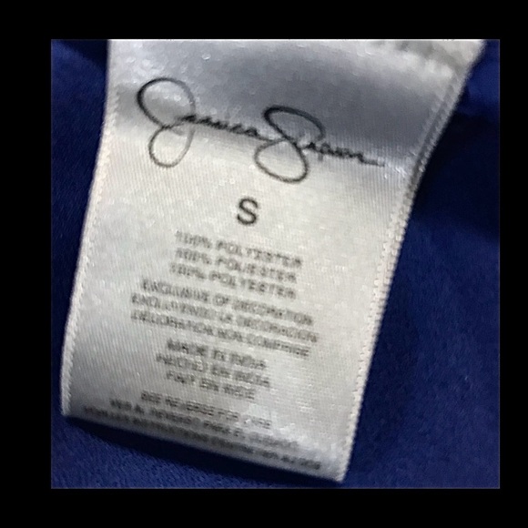 JESSICA SIMPSON Sheer Cobalt Blue & Black Sequin Stripes Mini Dress SZ SM - Picture 7 of 8